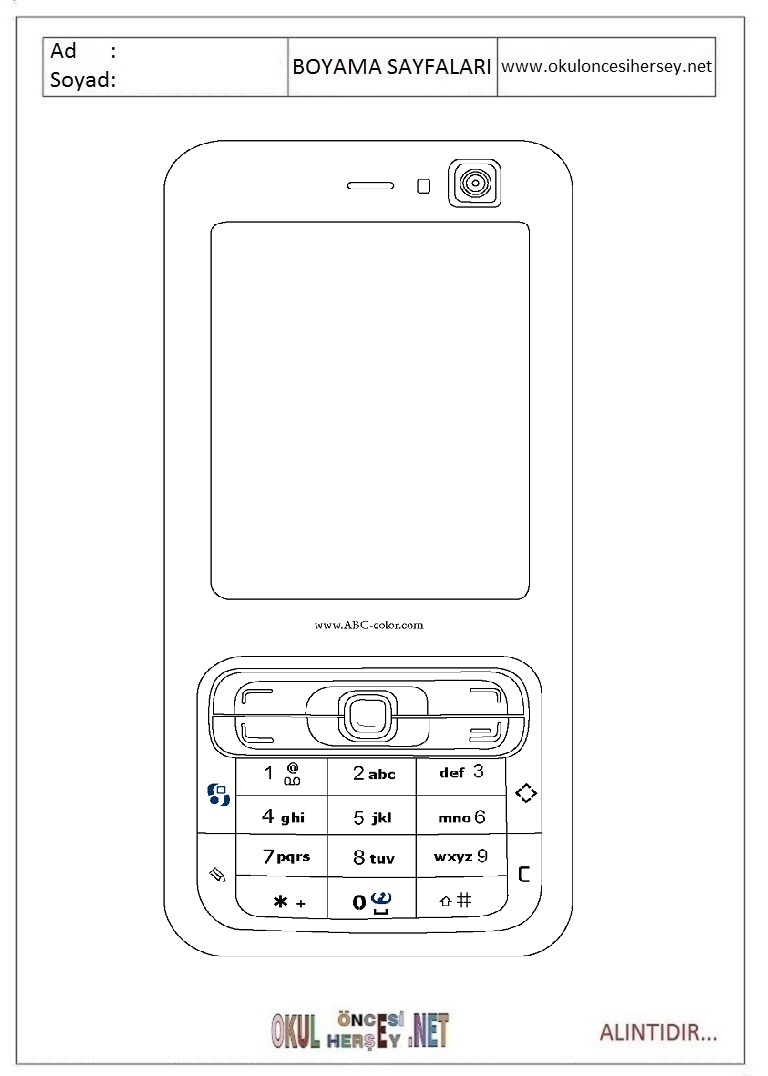 Çocuklar İçin Cep-Telefonu Boyama Sayfaları 